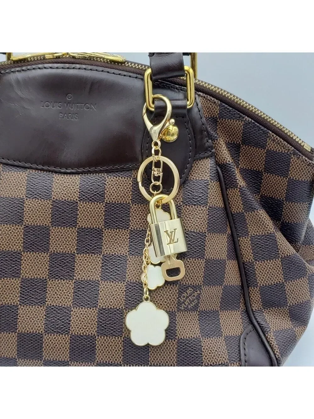 Authentic Louis Vuitton Lock & Key with Unbranded Flower Charm, Keychain